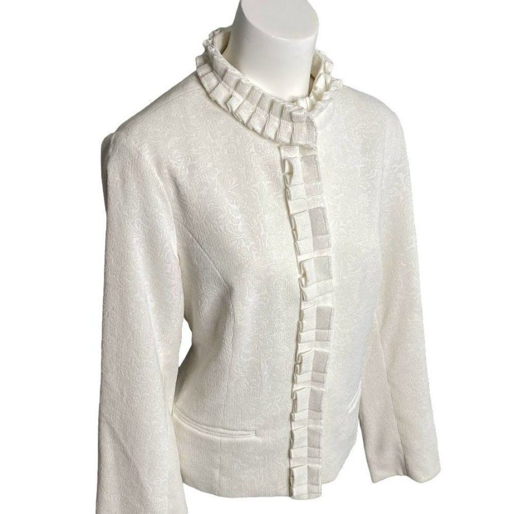 Chicos Ivory Corduroy Paisley Carella Bouquet Snap Closure Jacket Sz 1 or M 8